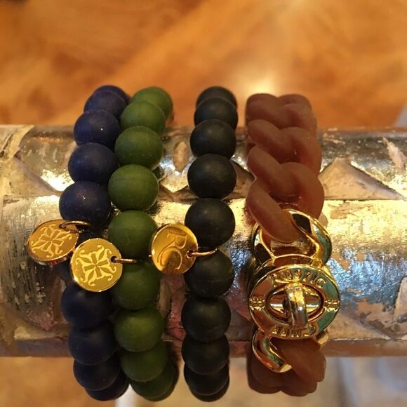 GOLD & Rubber Rustic Cuff Set! - Picture 2 of 8